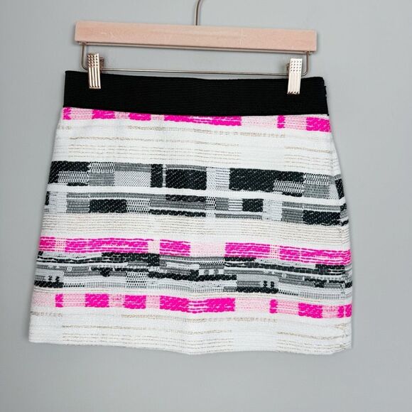 MILLYBand Waist Mini Skirt Pink White Black & Metallic Gold Women’s Size 2